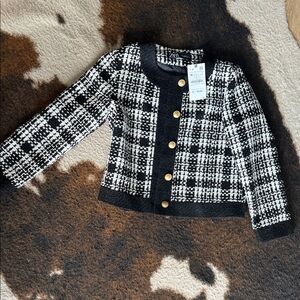 Zara Black and White Tweed Jacket